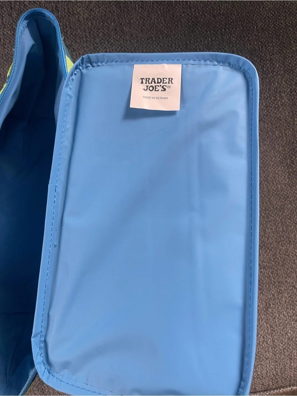 Trader Joe's Striped Mini Insulated Bag - Blue & Lime Green